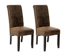 TecTake Set 2x design sedia per sala cucina da pranzo sedie altezza 106 cm - disponibile in diversi colori - (Scamosciata look)