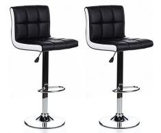 hjh OFFICE 685810 Sgabello da Bar LOUNGER DUO Similpelle Nero/Bianco, Confezione da 2, Senza Braccioli, Base Robusta con Poggiapiedi in Cromo