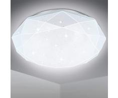 EXTRASTAR LED Plafoniera, illuminazione a soffitto bianca fredda moderna ultrasottile 24W 6500K, pannello UFO a strisce diamantate, plafoniera adatta per soggiorno, cucina, bagno 35CM