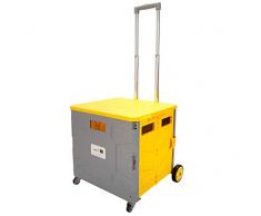 ELLENS Portautensili Portatile 65L con Carrello a 4 Ruote, Carrello di Servizio Pieghevole del Mercato, Carrello di Viaggio di Picnic Commerciale Pesante di Trasporto