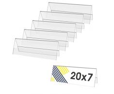 Danieli | Cavalieri da Tavolo in Acrilico Trasparente leggibili da entrambi i lati. Espositore da banco portanome e Portaprezzi da vetrina. (20x7x6 (6 pezzi))