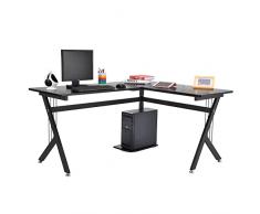 HOMCOM Scrivania ad Angolo per Computer scrivania da ufficio Tavolo PC in legno nero