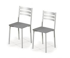 ASTIMESA SCRCGR Sedia da Cucina, Metallo Pelle Sintetica Alluminio, Grigio, Altura de asiento 45 CMS