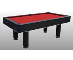Tavolo da Biliardo trasformabile in Tavolo e Ping Pong Fenice Nero (Panno Rosso) - Carambola - (216 cm x 123 cm x 82 cm) - Completo di Tutti Gli Accessori