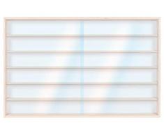 Alsino V16a Vetrina espositiva | 150 x 58 x 8,5 cm | in Legno di Betulla Non trattato | 6 Ripiani | 2 Ante plexiglass scorrevoli | con Guide | Modellismo | Collezionismo | Scala N e H0