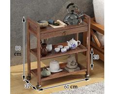 Admir Bar Carrello da Cucina Ruote Impugnatura,bambù Carrellino Cucina Isola Carrello,3 Livello Carrello di Servizio Legno Cassetti Casa Camera A