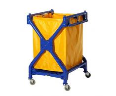 Trolley su ruote auto pieghevole per biancheria con ruote universali, carrello mobile per lo stoccaggio di tipo X per hotel/lobby, carrello per il servizio in camera, giallo