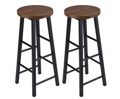WOLTU Sgabelli da Bar con Poggiapiedi Seduta Tonda Sedia Alta per Cucina in Acciaio Legno BH130dc-2