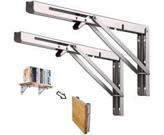 Staffa per Mensola 600 mm, Staffa Pieghevole, Staffa per Mensola Pesante in Acciaio inossidabile, Staffa per Mensola a muro, Tavolo Pieghevole, Carico Massimo 200 kg (2 pezzi)