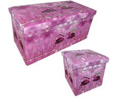 DEMONA PANCA ECOPELLE FANTASIA OCCHI E POUF PUFF CONTENITORI IMBOTTITI 3D TRAPUNTATO OFFERTA (3-Rosa, Pouf 38x38cm)