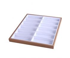 chiwanji Vetrina per occhiali in legno Vetrina per occhiali Organizzatore 12 slot per orologi e gioielli per negozio al dettaglio banco Vetrina per casa, Bianco