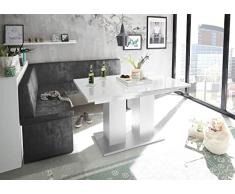 MyStyleWood Panca angolare Olga Vintage Nero con tavolo a colonna, seduta imbottita in ecopelle di facile manutenzione, stabile struttura in legno 128 x 168 L