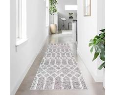 Tinyboy-hbq Tappeto Cucina Antiscivolo Lavabile, Morbidi Lunghi Tappeti Antimacchia Runner per camera da letto, corridoi, soggiorno, cucina (60 x 180 cm, Bohé Grey)