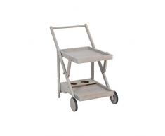 greemotion Carrello di servizio modello Maui, carrello portavivande pieghevole con ruote, 2 ripiani, in legno di acacia, ca. 52 x 83 x 70 cm, grigio