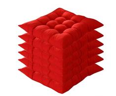 AGDLLYD Set di 6 Cuscini di Seduta Cuscino Sedia 40x40x5cm per Interno ed Esterno - Molti Colori - Imbottitura Spessa Cuscino Trapuntato/Cuscino per Pavimento (Rosso)