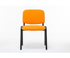 CLP Sedia Visitatore Ken Imbottita | Sedia Attesa in Tessuto | Sedia Impilabile Carico Max 120 kg | Sedia Classica Telaio in Metallo 4 Gambe | Sedia Conferenza con Schienale Arancione