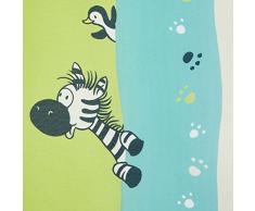 Linder 0206/80/49807/375FR - Tenda con Motivo Zebra per Bambini, munita di Occhielli, 135 x 260 cm, Colore Anice e Turchese