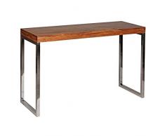 WOHNLING Consolle console in legno massello Sheesham con gambe in metallo scrivania 120 x 45 cm credenza in stile country