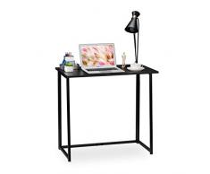 relaxdays Scrivania Ufficio Salvaspazio, Tavolo richiudibile Cameretta, 74,5x80x45cm,Nero, 5 x 80 x 45 cm