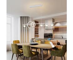 Lampada a Sospensione/Lampadario Tavolo da Pranzo Lampada Moderna Dimmerabile LED 120cm Soggiorno Lampadari Regolabile in Altezza Anello Lampadari a Sospensione Ufficio Cucine Lampada Bianco