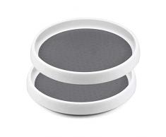 ZEEREE 2 Pcs Organizer per giradischi, Piatto Girevole Portaspezie, Organizer Girevole per Cucina e Frigorifero Organizer Girevole in Plastica, per Cucine
