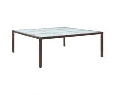 Festnight Tavolo da Pranzo per Esterno Quadrato in Polyrattan,Tavolo da Cucina Quadrato 200x200x74 cm Marrone