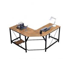 SogesHome Scrivania angolare,Scrivania per Computer,Tavolo da studio a forma di L,per Studio Ufficio Gaming, Salvaspazio,(150 + 150) * 55 * 76 cm, LD-Z01-OK-SH
