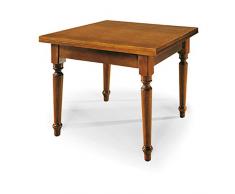 InHouse srls Tavolo allungabile a Libro con Gambe tornite, Arte povera, in Legno massello e MDF con rifinitura in Noce Lucido - Mis. 100 x 100 x 78