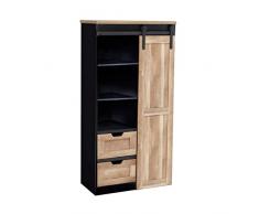 Credenza Mobile Madia Moderna in Legno E Metallo di Design Moderno Stile Industriale, Cm 80x40x160 H