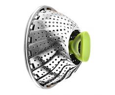 Deinbe 9 Pollici in Acciaio Inox Pieghevole Steamer Multifunzione Verdure Frutta Carrello Cucina Metallo Rack Food Vaporeverde