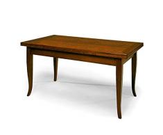 InHouse srls Tavolo con 2 allunghe da 40 cm, Arte povera, in Legno massello e MDF con rifinitura in Noce Lucido - Mis. 100 x 70 x 78 Chiuso