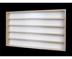 Alsino V70.5a Vetrina espositiva | 70 x 49 x 8,5 cm | in Legno di Betulla Non trattato | 5 Ripiani | 2 Ante plexiglass scorrevoli | con Guide | Modellismo | Collezionismo | Scala N e H0