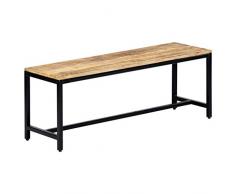 vidaXL Panca da Pranzo Ingresso Stile Industriale Artigianale Panchina per Interni Gambe in Ferro Verniciato 120 cm Legno Massello di Mango Grezzo