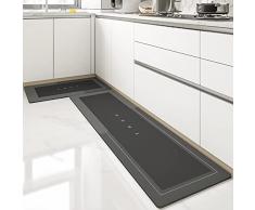 Apomkjoe Tappetino Antiscivolo Lungo Da Cucina, Tappetino Super Assorbente, Moquette Assorbente Per Acqua E Olio, Tappeti Da Cucina Lavabili E ad Asciugatura Rapida (45150cm, Rettangolo Grigio Scuro)