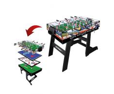 Calcio Balilla Pieghevole Tavolo Multigioco Bambini 5 in 1 Calcio Balilla, Biliardo, Ping Pong, Hockey e Curling - Dimensioni 120x60x83 cm
