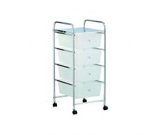 Carrellino Da Cucina E Da Bagno Con Rotelle, Carrello Bagno 4 Cassetti Bianco