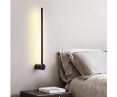 Lampada LED Parete Moderna, 60CM Applique da Parete Lunga Minimalista Nero, 12W 3000K Lampada a Muro per Interni a Luce Bianca Calda per Camera da Letto, Sala da Pranzo, Soggiorno, Corridoio