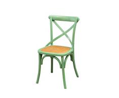 Biscottini Sedia Thonet in massello di Frassino e Seduta Rattan Finitura Verde Anticato L48xPR52xH88 cm