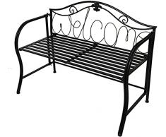 Panca da Esterno Panca da Giardino in Metallo, Panca Doppia per Sedia in Ferro Battuto Stile Europeo, Decorazione Cortile Giardino Villa, Panchina da Esterno con Schienale