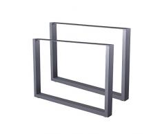Zelsius gambe tavolo telaio tavolo 2 pezzi metallo acciaio grezzo o grigio | varie dimensioni | industriale ((B) 100 x (H) 72 cm, Grigio (verniciatura a polvere))