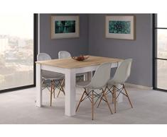 Dmora Tavolo Pranzo Estensibile, Pannello truciolare melaminico, Rovere Canadian/Bianco Artik, 78 x 90 x 140/190 cm