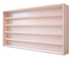 4 Ante plexiglass scorrevoli Elemento Centrale E40AM Vetrina espositiva Aperto sui Due Lati 60 cm x 75,5 cm x 10,5 cm | Legno Betulla Non trattato Scala H0 e N con Guide 8 Ripiani