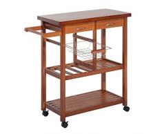 HOMCOM Carrello da Cucina con Cassetti in Legno 81x38x85cm