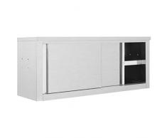 Fest-night Armadio da Cucina, Mobiletto Multiuso, Mobile Dispensa Cucina, con Ante Scorrevoli 120x40x50cm Acciaio Inox
