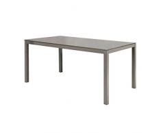 Milani Home s.r.l.s. Tavolo da Pranzo Moderno di Design Allungabile Cm 90x160/210/260 Tortora con Piano in Vetro per Interno Casa Sala da Pranzo