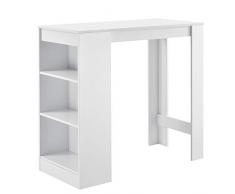 [en.casa] Bancone Tavolo Alto da Bar 110 x 50 x 103 cm Penisola Cucina con 3 Ripiani - Bianco
