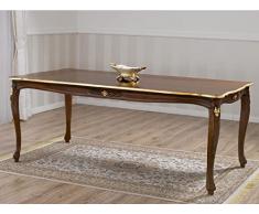 Simone Guarracino Luxury Design Tavolo Allison Stile Barocco Inglese Rettangolare Noce e Foglia Oro cm 165 x 85