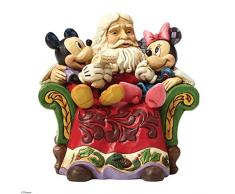 Enesco Disney Tradition Oggetto Decorativo Babbo Natale nella Sedia con Topolino e Minnie, Resina