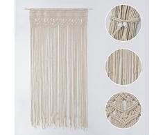Tenda decorativa per porta, con corda, 90 x 180 cm, per finestra, porta, sala da pranzo, tende a filo, tessuta a mano