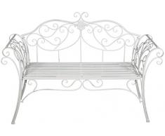 Biscottini Panchina da Esterno Ferro 133x47x90 cm - Panca da Esterno arredo Giardino - Panchina in Metallo da Giardino 2 posti - Panchina Bianca - Sedia in Ferro